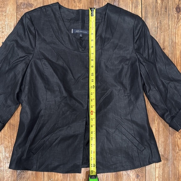 Anne Klein Women’s 100% Linen Blk Cuffed 3/4 Sleeve Elegant Blazer Jacket 14 EUC - Picture 9 of 11